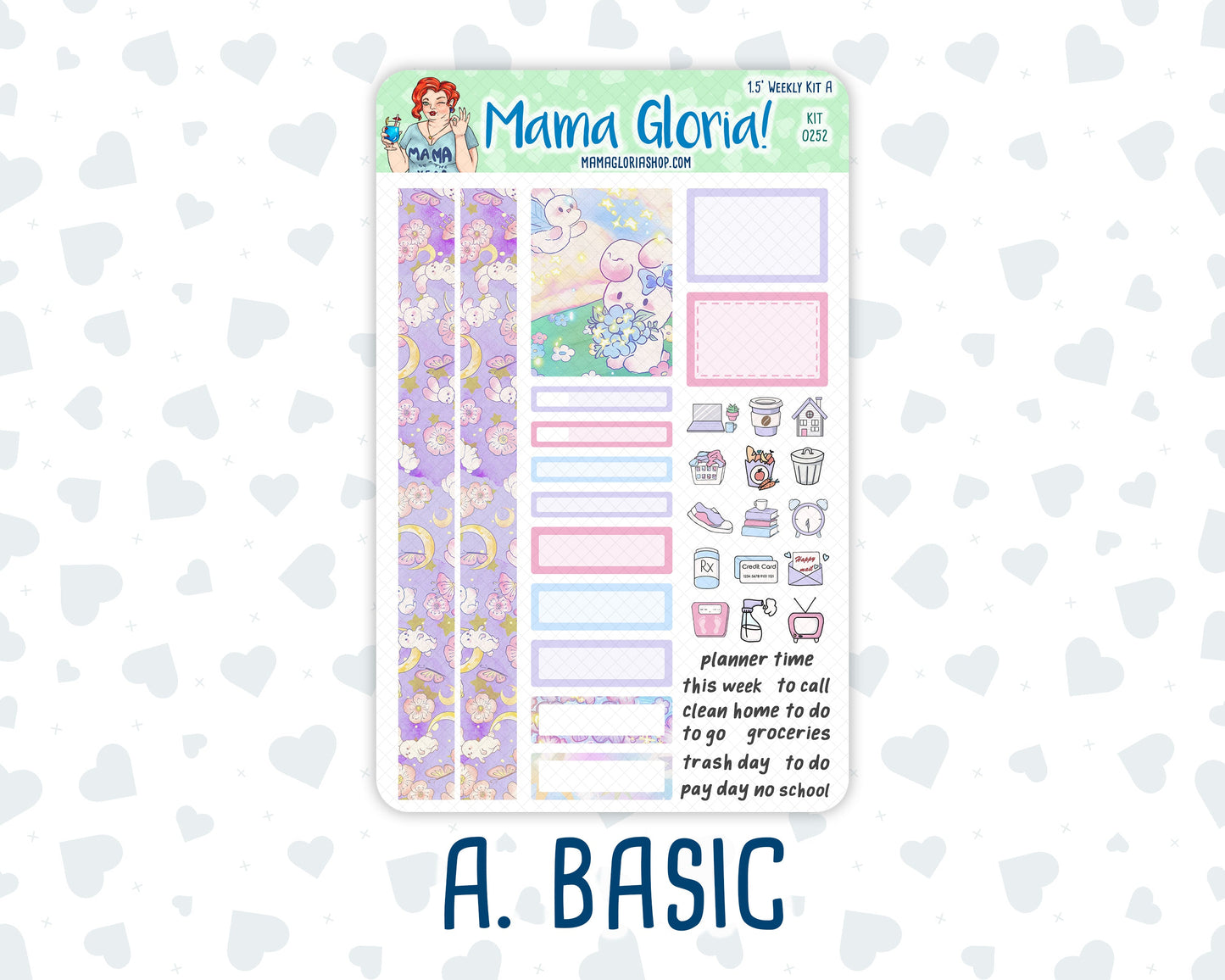 Kit 0252 - 1.5" Wide Column - Weekly Kit - February - Tokyo Candy Cloud  - For Vertical & Hourly Planners