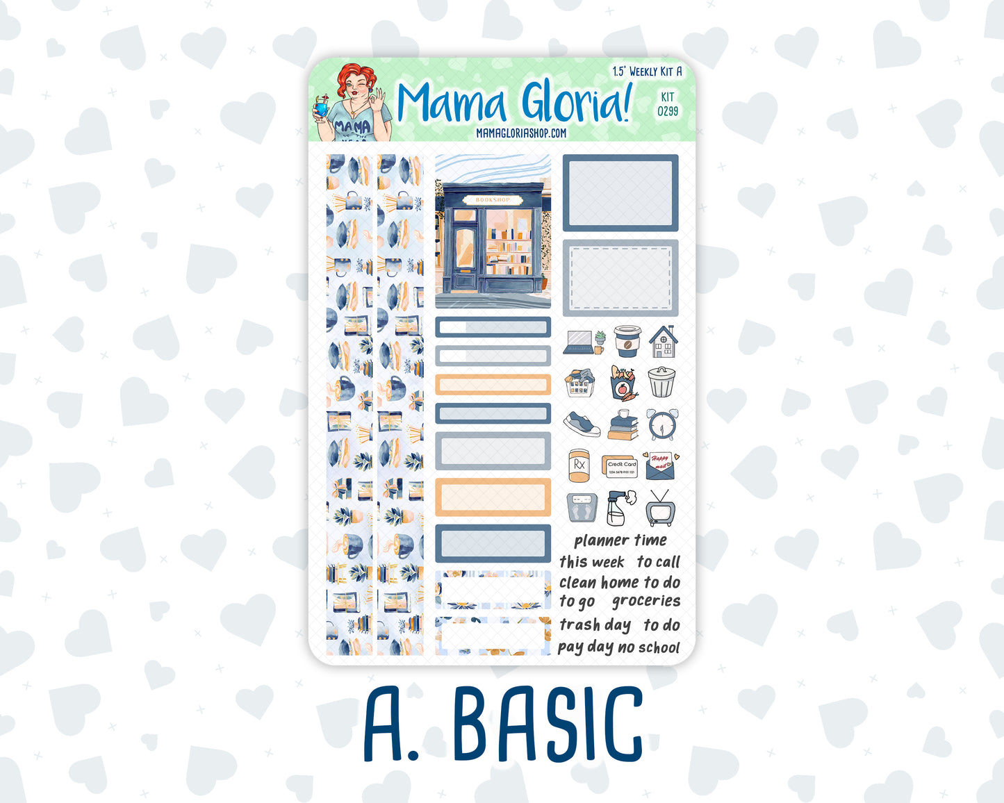 Kit 0299 - 1.5" Wide Column - Weekly Kit - October - Book Nook  - For Vertical & Hourly Planners