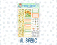 Kit 0229 - 1.5" Wide Column - Weekly Kit - August - Golden Faces  - For Vertical & Hourly Planners