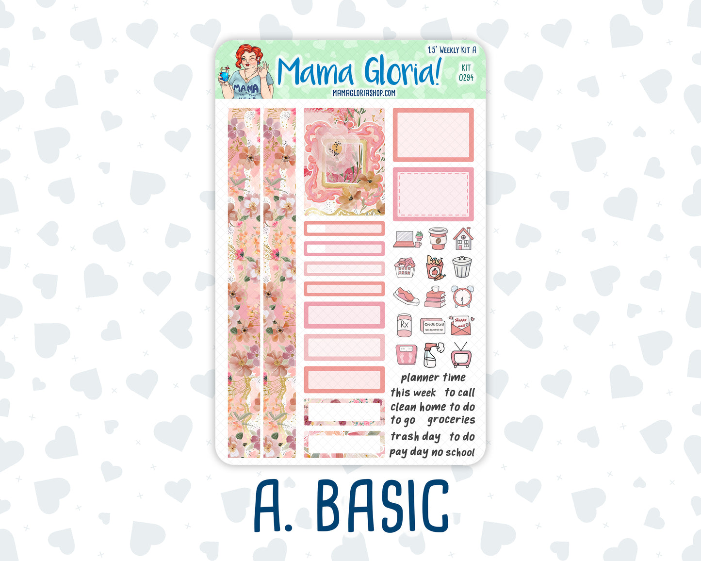 Kit 0294 - 1.5" Wide Column - Weekly Kit - September - Rosy Reveria  - For Vertical & Hourly Planners