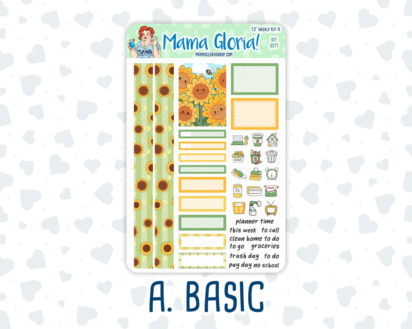 Kit 0277 - 1.5" Wide Column - Weekly Kit - August - Sunflower Drama Club  - For Vertical & Hourly Planners
