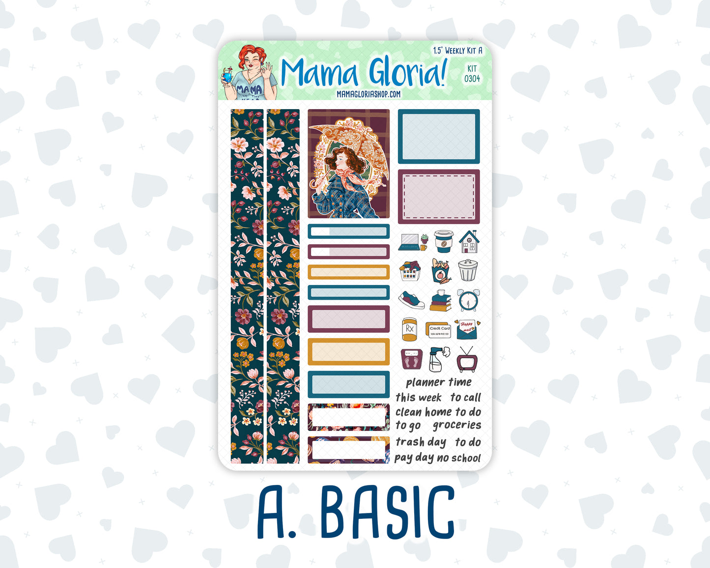 Kit 0304 - 1.5" Wide Column - Weekly Kit - November - Autumn In Bloom  - For Vertical & Hourly Planners