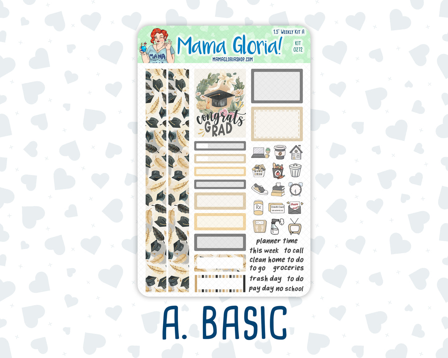 Kit 0272 - 1.5" Wide Column - Weekly Kit - May - Graduation  - For Vertical & Hourly Planners