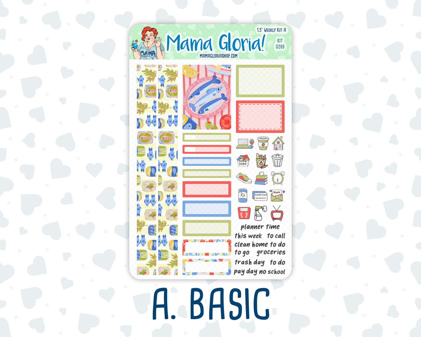 Kit 0269 - 1.5" Wide Column - Weekly Kit - June - Dolce Mare  - For Vertical & Hourly Planners