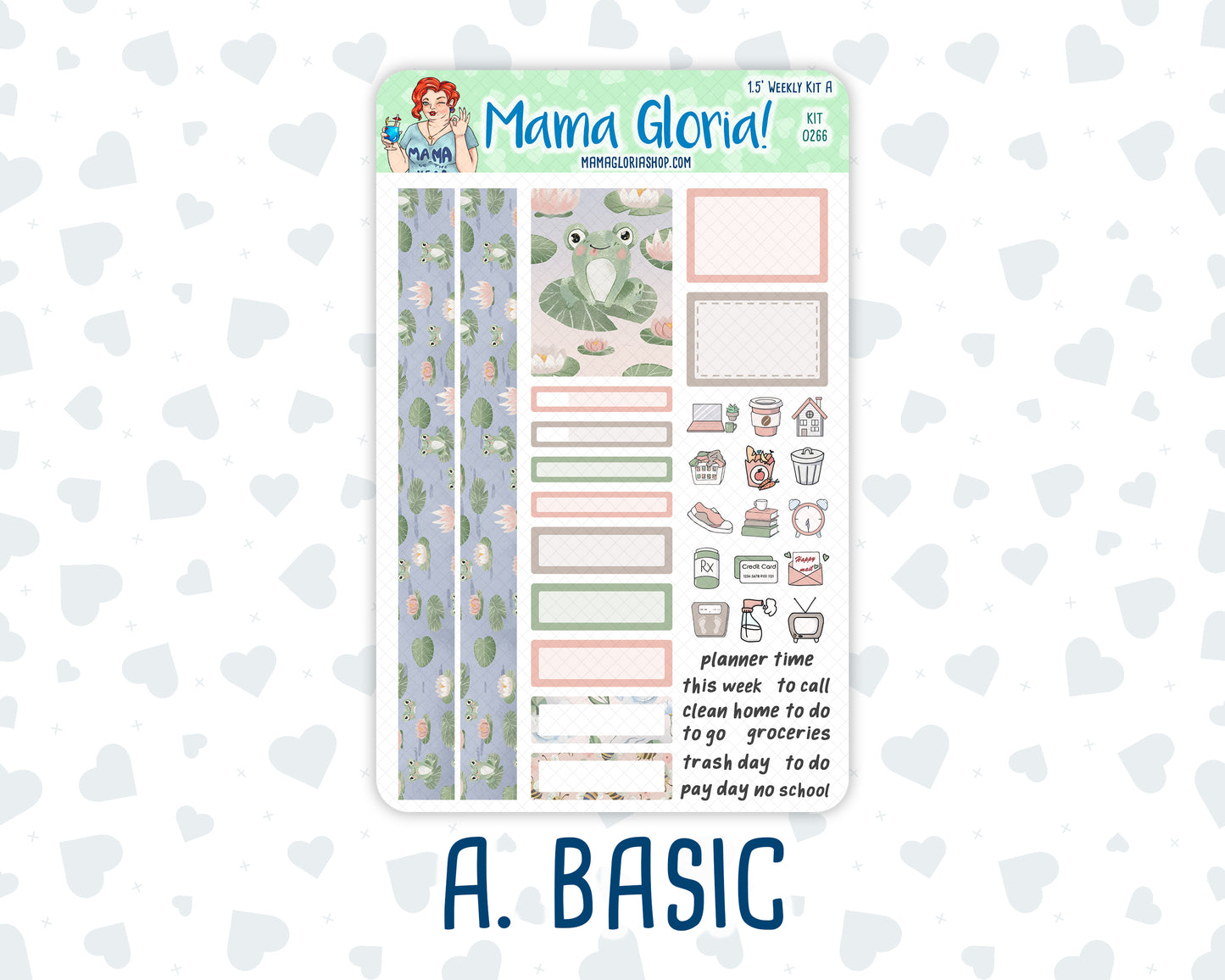 Kit 0266 - 1.5" Wide Column - Weekly Kit - May - Froggy Lake Picnic  - For Vertical & Hourly Planners