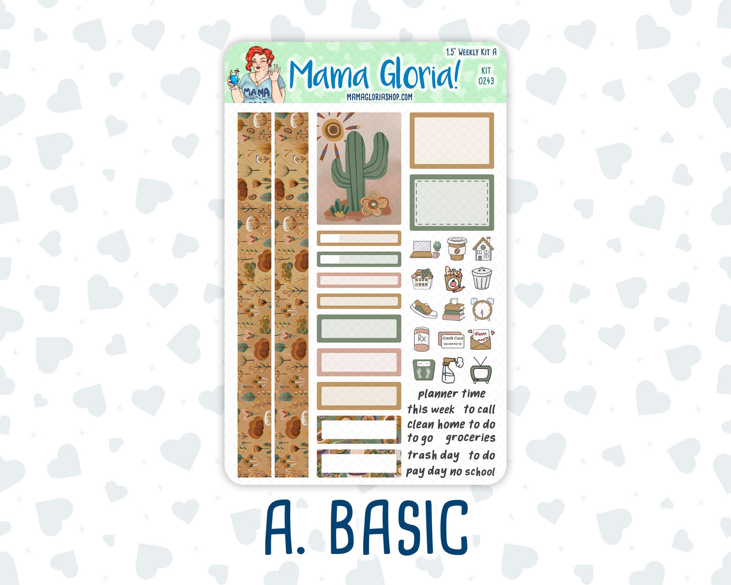 Kit 0243 - 1.5" Wide Column - Weekly Kit - November - Boho Autumn  - For Vertical & Hourly Planners
