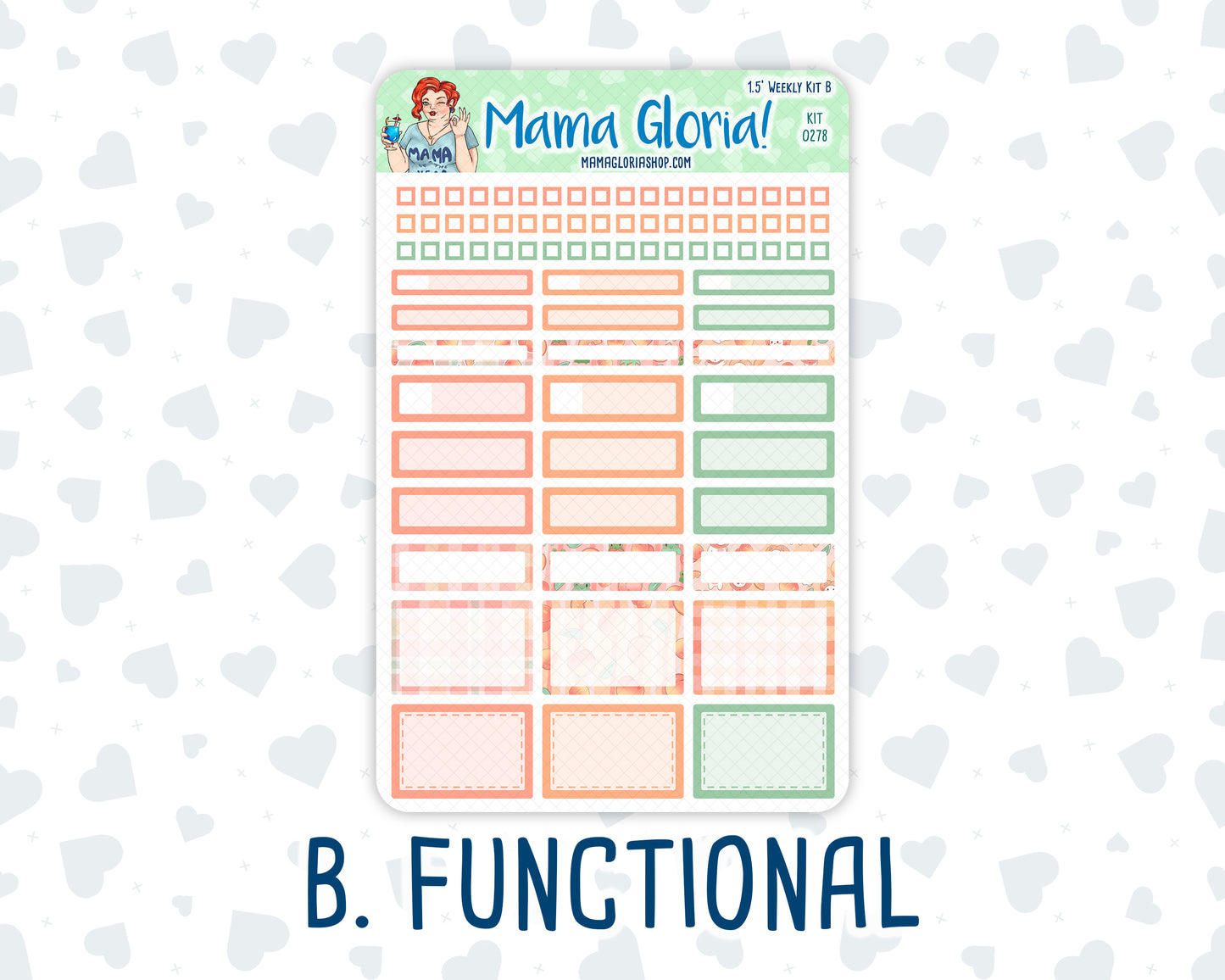 Kit 0278 - 1.5" Wide Column - Weekly Kit - August - Oops, All Peaches  - For Vertical & Hourly Planners