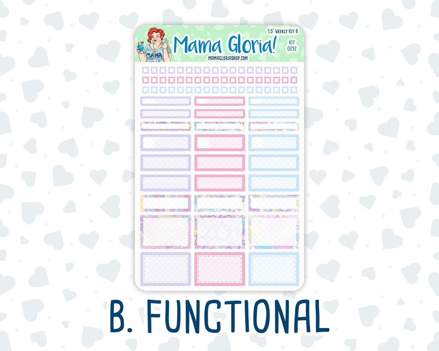 Kit 0252 - 1.5" Wide Column - Weekly Kit - February - Tokyo Candy Cloud  - For Vertical & Hourly Planners