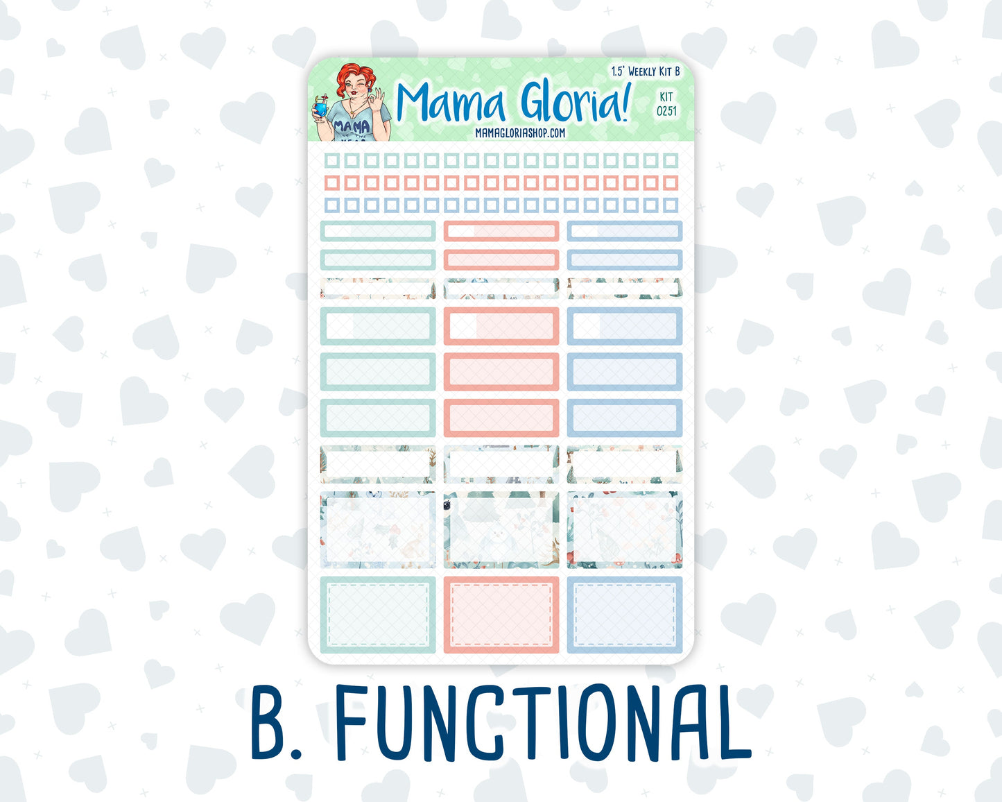 Kit 0251 - 1.5" Wide Column - Weekly Kit - January - Pine & Paws  - For Vertical & Hourly Planners