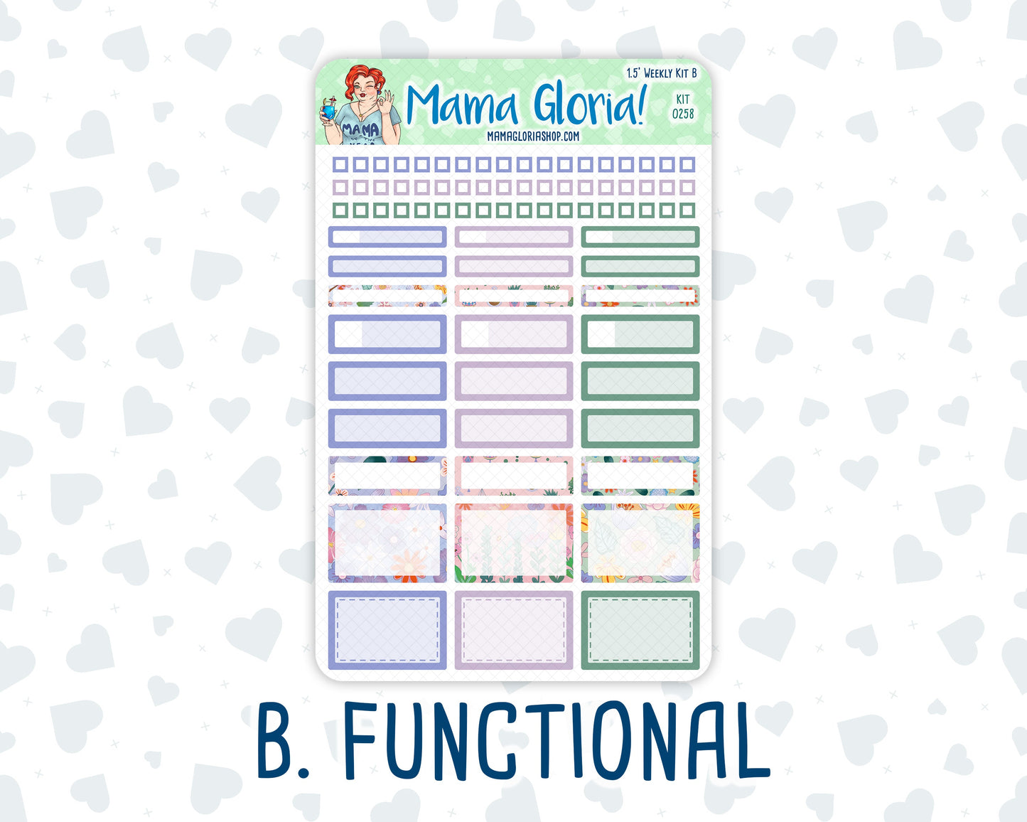 Kit 0258 - 1.5" Wide Column - Weekly Kit - March - Plant Therapy  - For Vertical & Hourly Planners