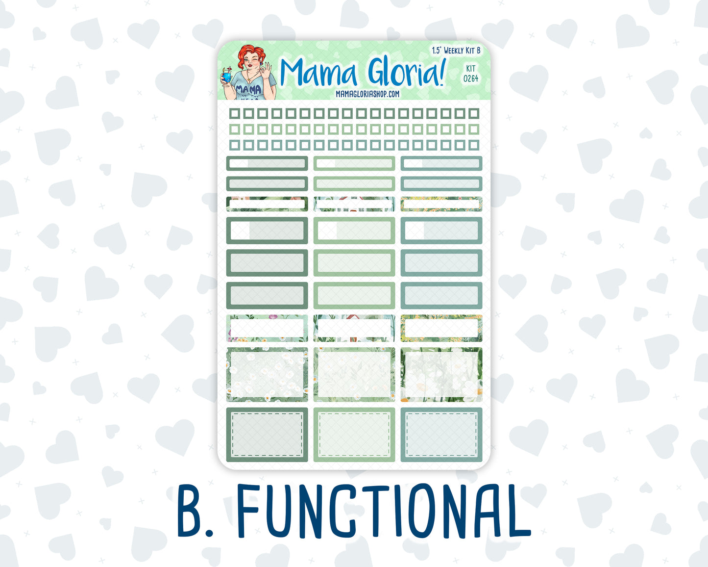 Kit 0264 - 1.5" Wide Column - Weekly Kit - May - Spring Walk  - For Vertical & Hourly Planners