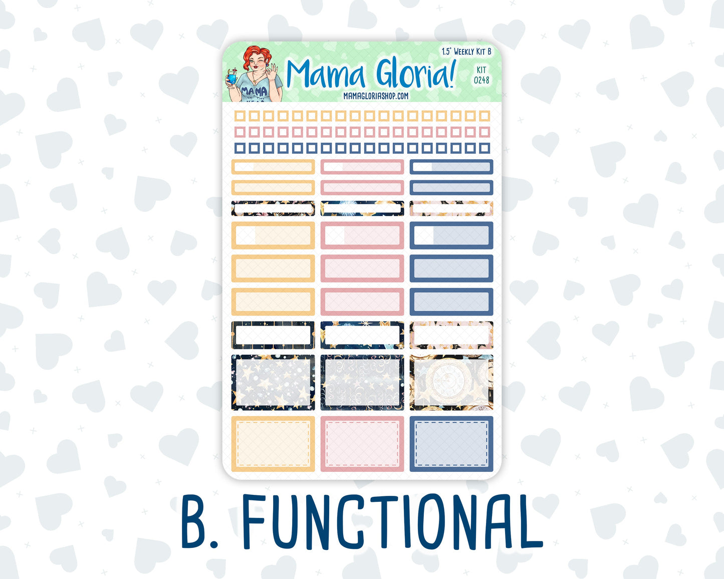 Kit 0248 - 1.5" Wide Column - Weekly Kit - January - Midnight Countdown  - For Vertical & Hourly Planners