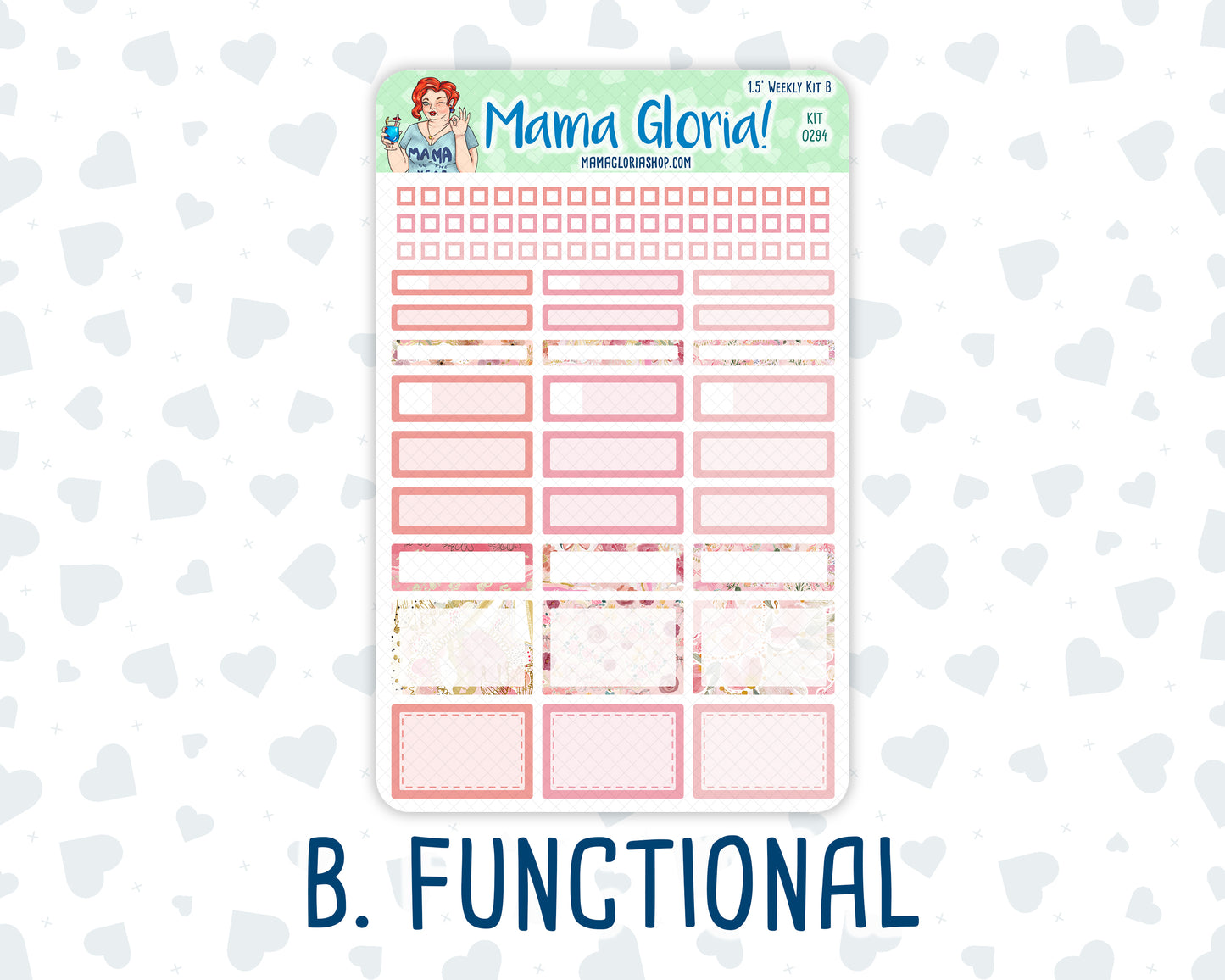 Kit 0294 - 1.5" Wide Column - Weekly Kit - September - Rosy Reveria  - For Vertical & Hourly Planners