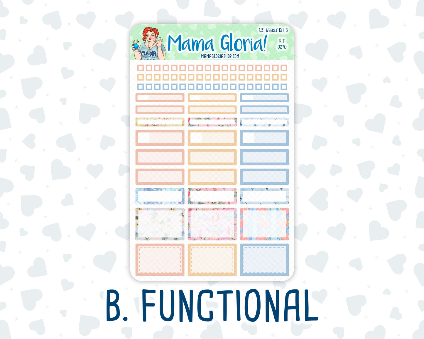 Kit 0270 - 1.5" Wide Column - Weekly Kit - June - Beachside Bliss  - For Vertical & Hourly Planners