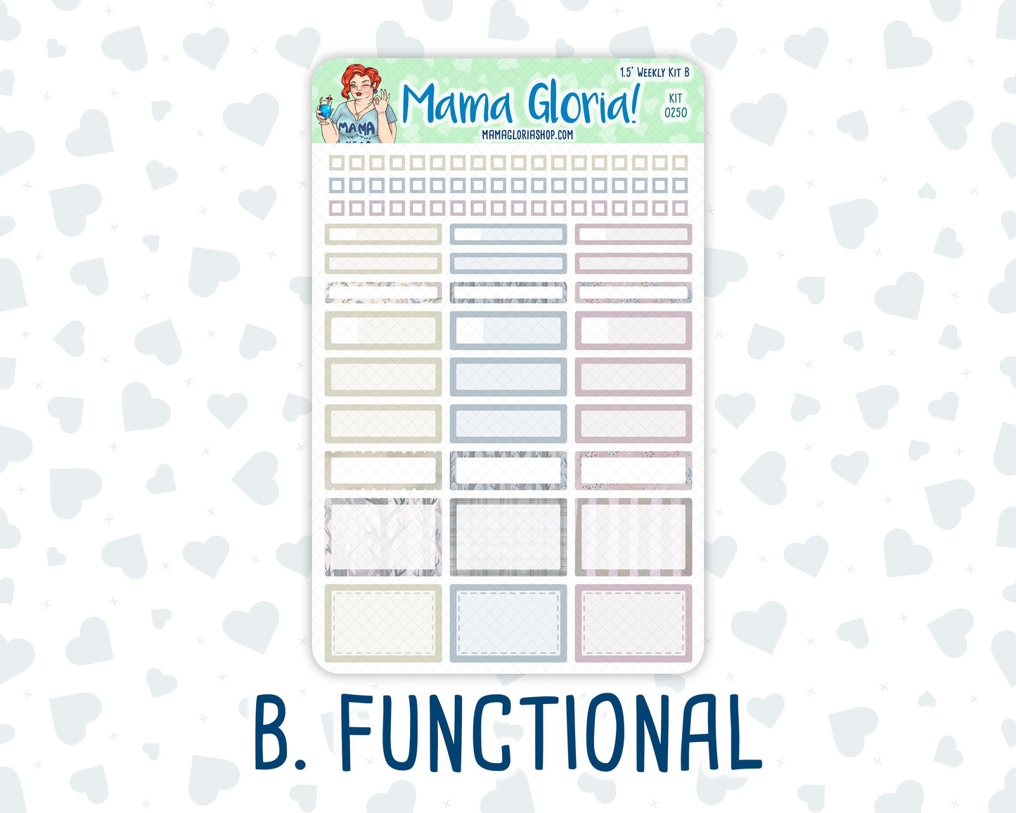 Kit 0250 - 1.5" Wide Column - Weekly Kit - Quiet January  - For Vertical & Hourly Planners