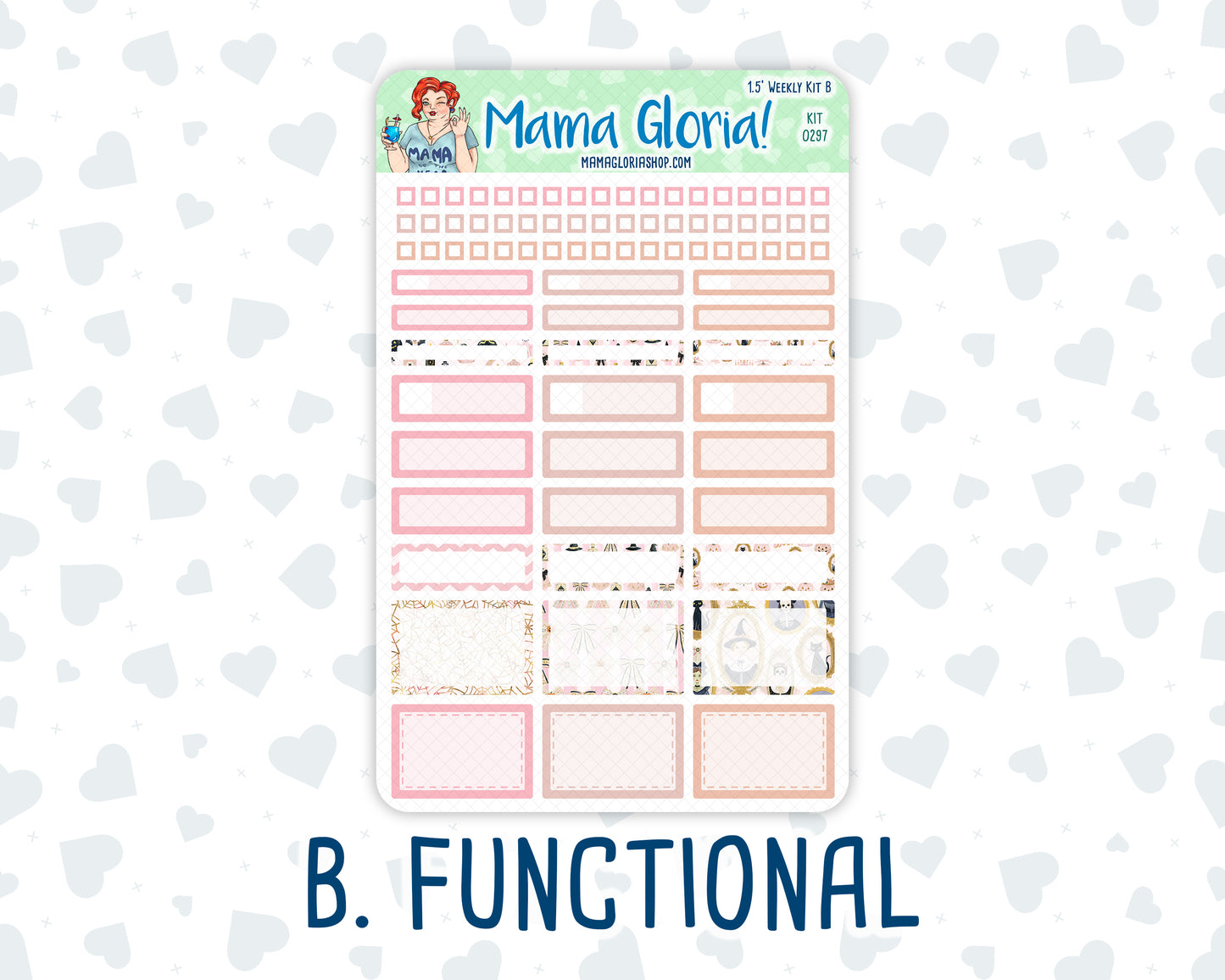 Kit 0297 - 1.5" Wide Column - Weekly Kit - October - Pink Spell  - For Vertical & Hourly Planners