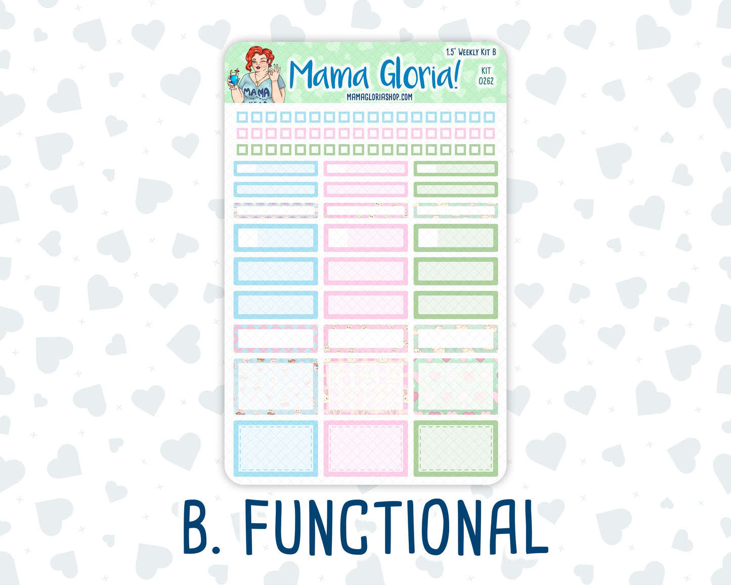 Kit 0262 - 1.5" Wide Column - Weekly Kit - April - Spring Puffs  - For Vertical & Hourly Planners