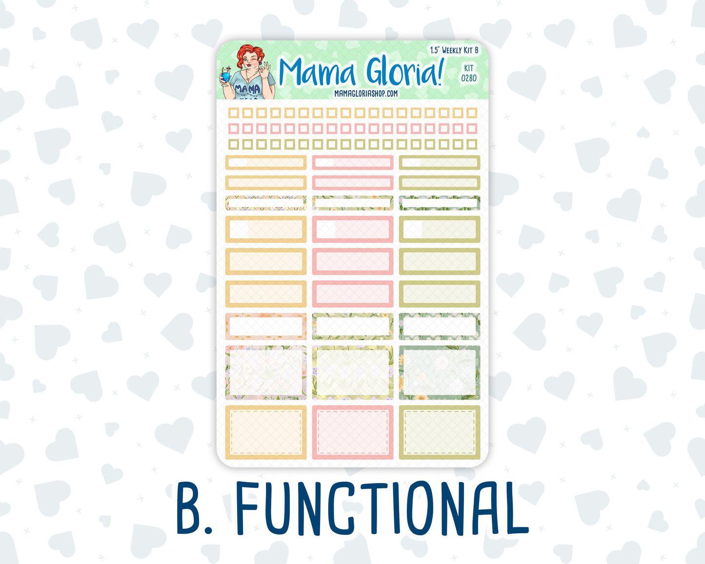 Kit 0280 - 1.5" Wide Column - Weekly Kit - Half Past Six In August  - For Vertical & Hourly Planners