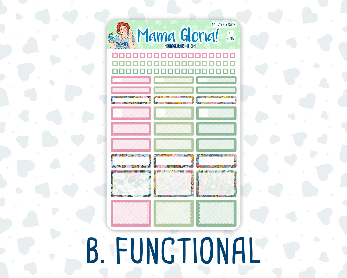 Kit 0267 - 1.5" Wide Column - Weekly Kit - May - Flowers For Mama  - For Vertical & Hourly Planners