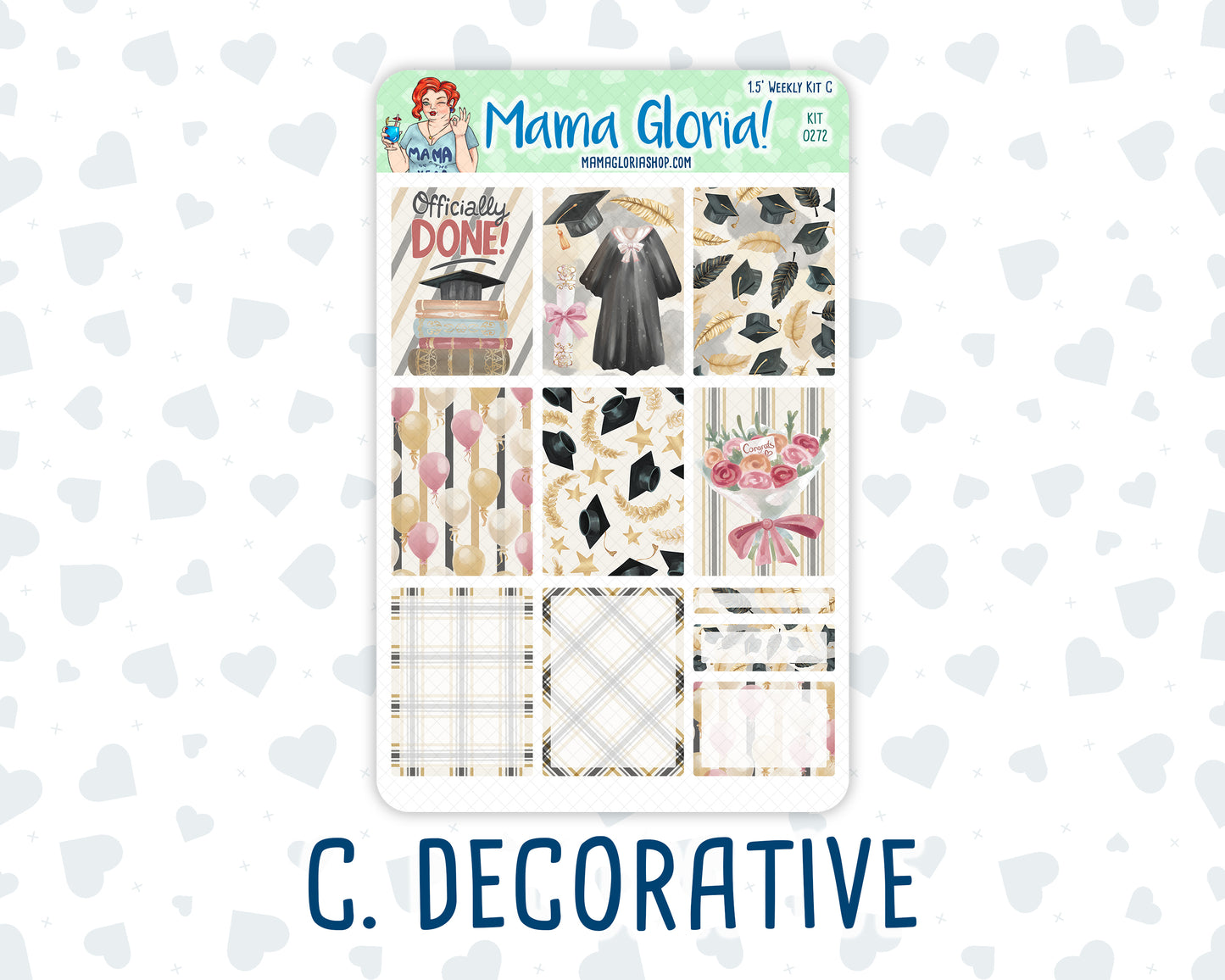 Kit 0272 - 1.5" Wide Column - Weekly Kit - May - Graduation  - For Vertical & Hourly Planners