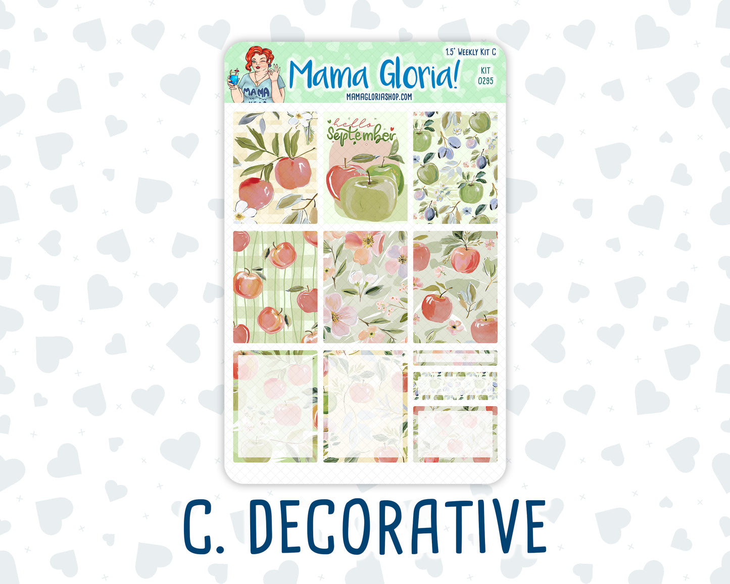 Kit 0295 - 1.5" Wide Column - Weekly Kit - September - Apple Harvest  - For Vertical & Hourly Planners