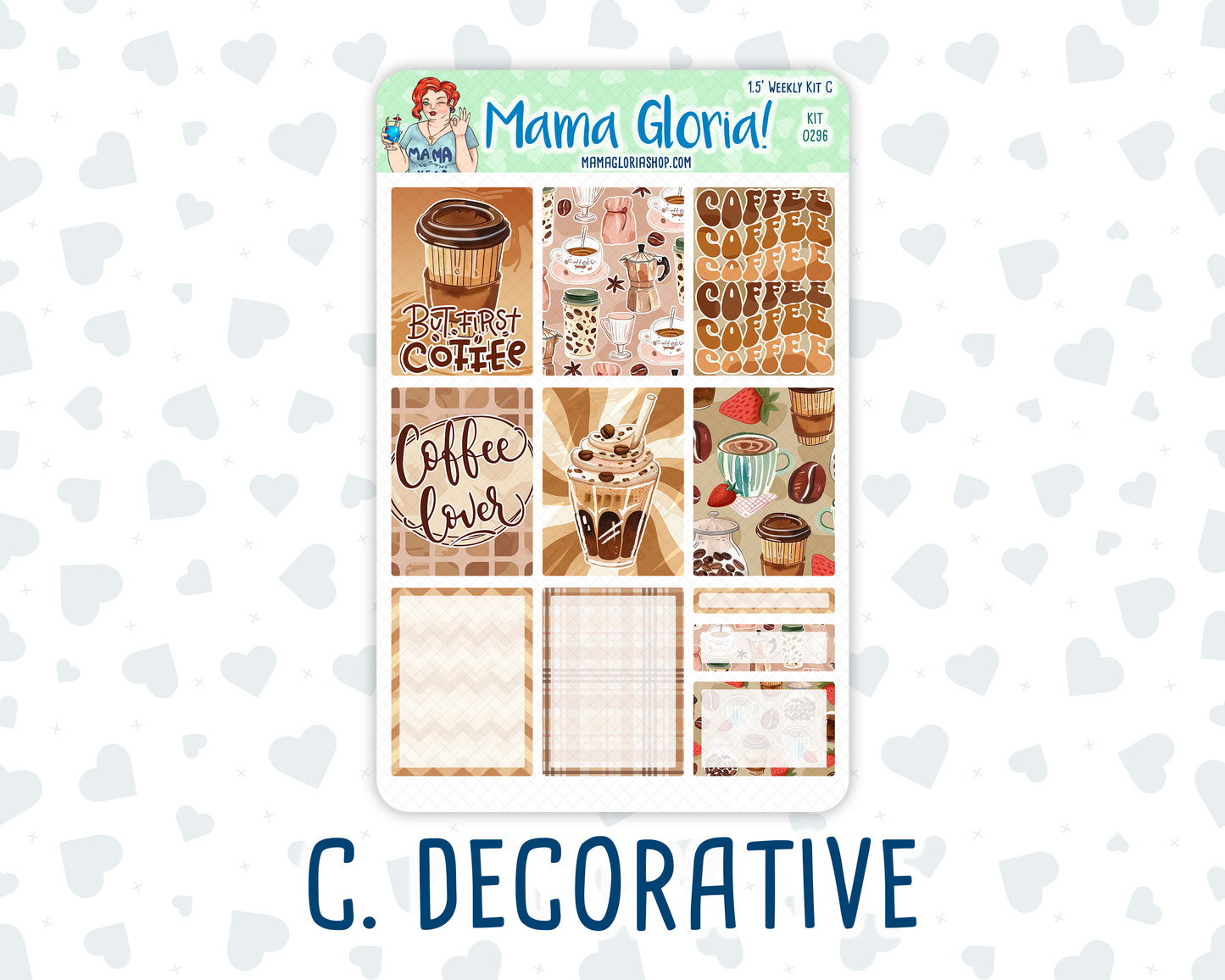 Kit 0296 - 1.5" Wide Column - Weekly Kit - September - Coffee Break  - For Vertical & Hourly Planners