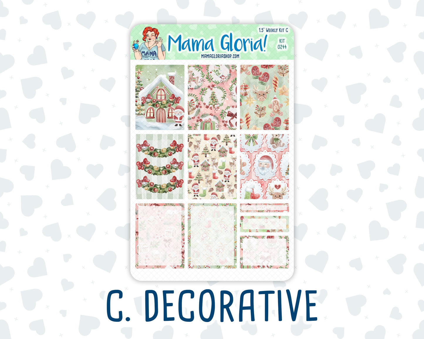 Kit 0244 - 1.5" Wide Column - Weekly Kit - December - Santas Village  - For Vertical & Hourly Planners