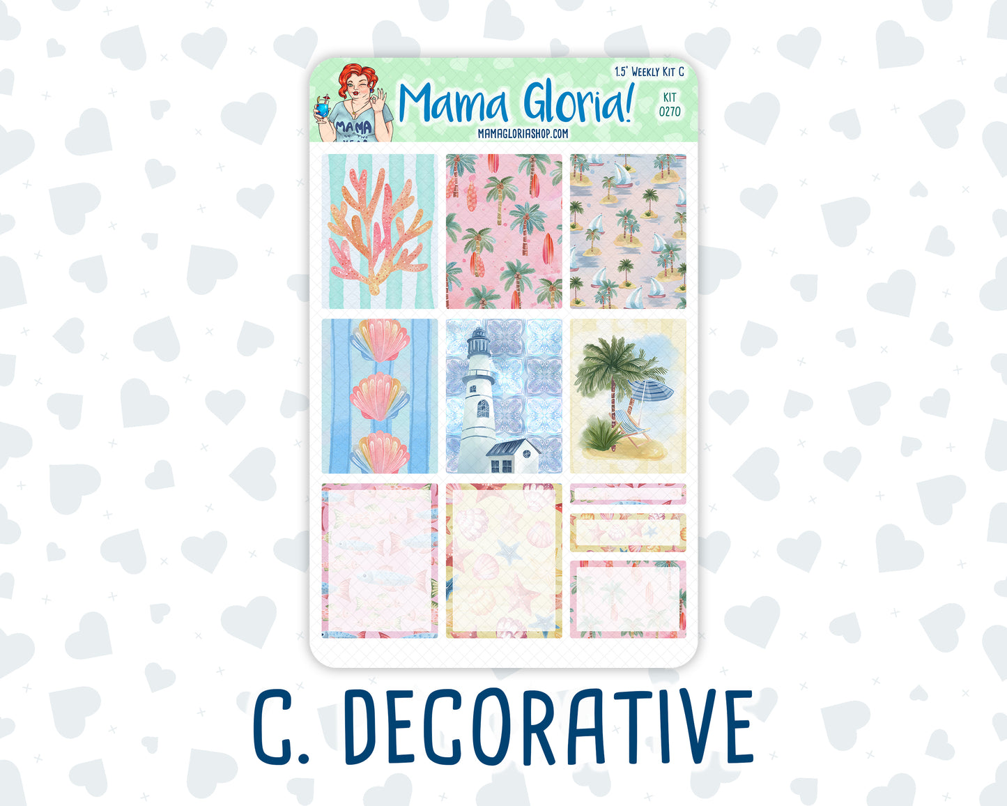 Kit 0270 - 1.5" Wide Column - Weekly Kit - June - Beachside Bliss  - For Vertical & Hourly Planners