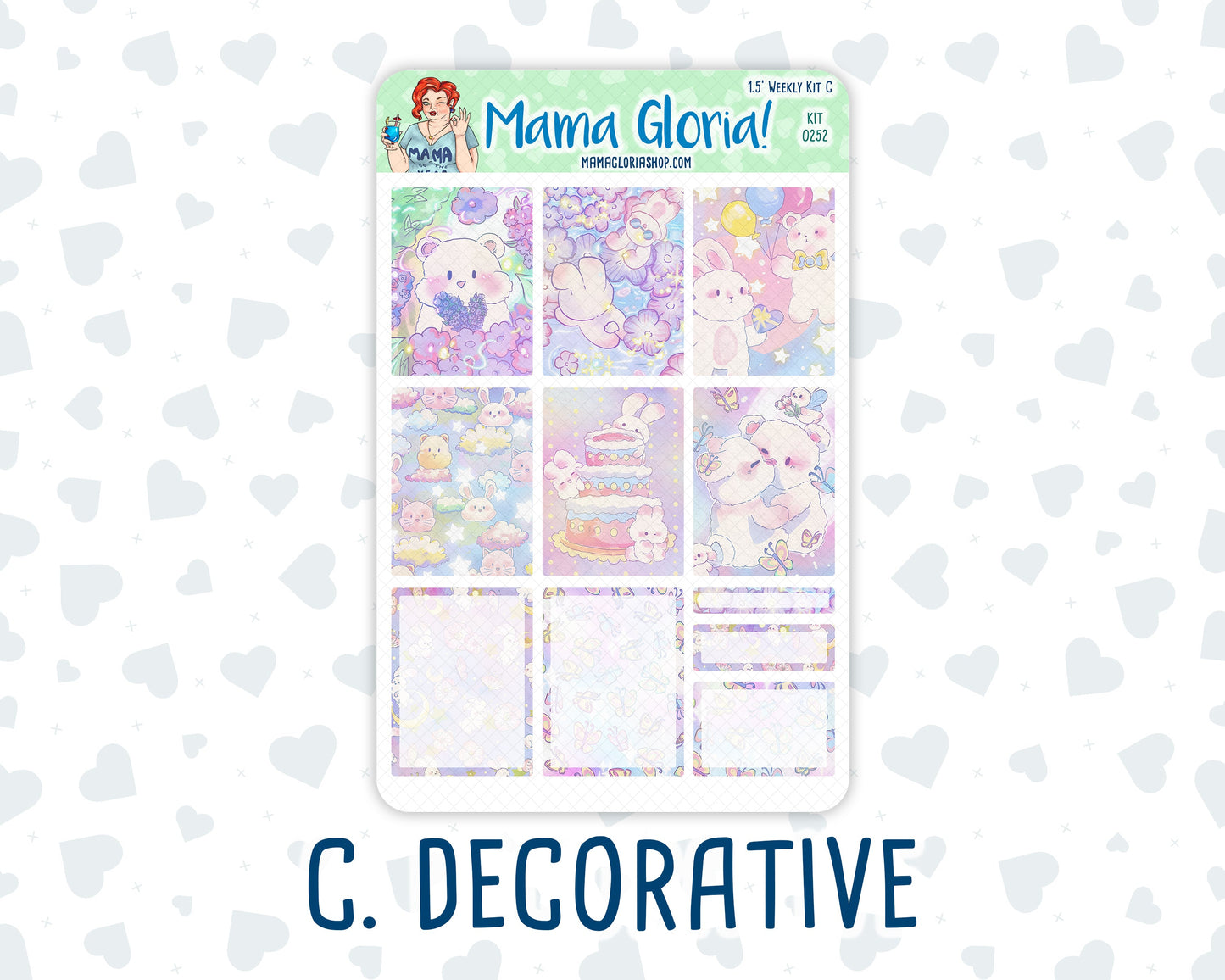 Kit 0252 - 1.5" Wide Column - Weekly Kit - February - Tokyo Candy Cloud  - For Vertical & Hourly Planners