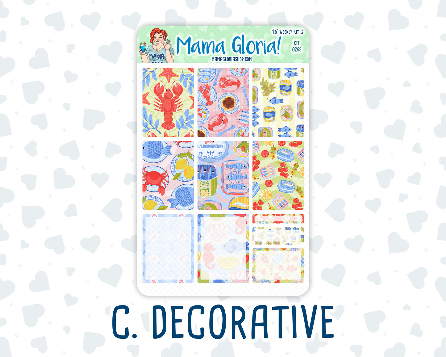Kit 0269 - 1.5" Wide Column - Weekly Kit - June - Dolce Mare  - For Vertical & Hourly Planners