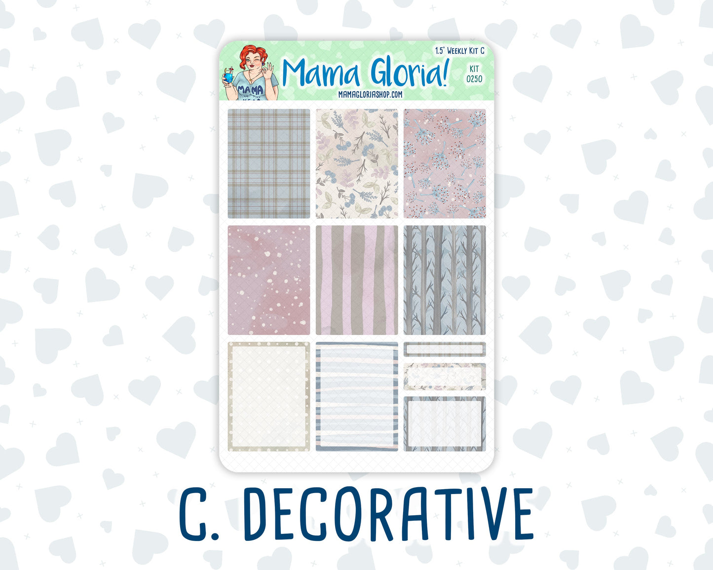 Kit 0250 - 1.5" Wide Column - Weekly Kit - Quiet January  - For Vertical & Hourly Planners