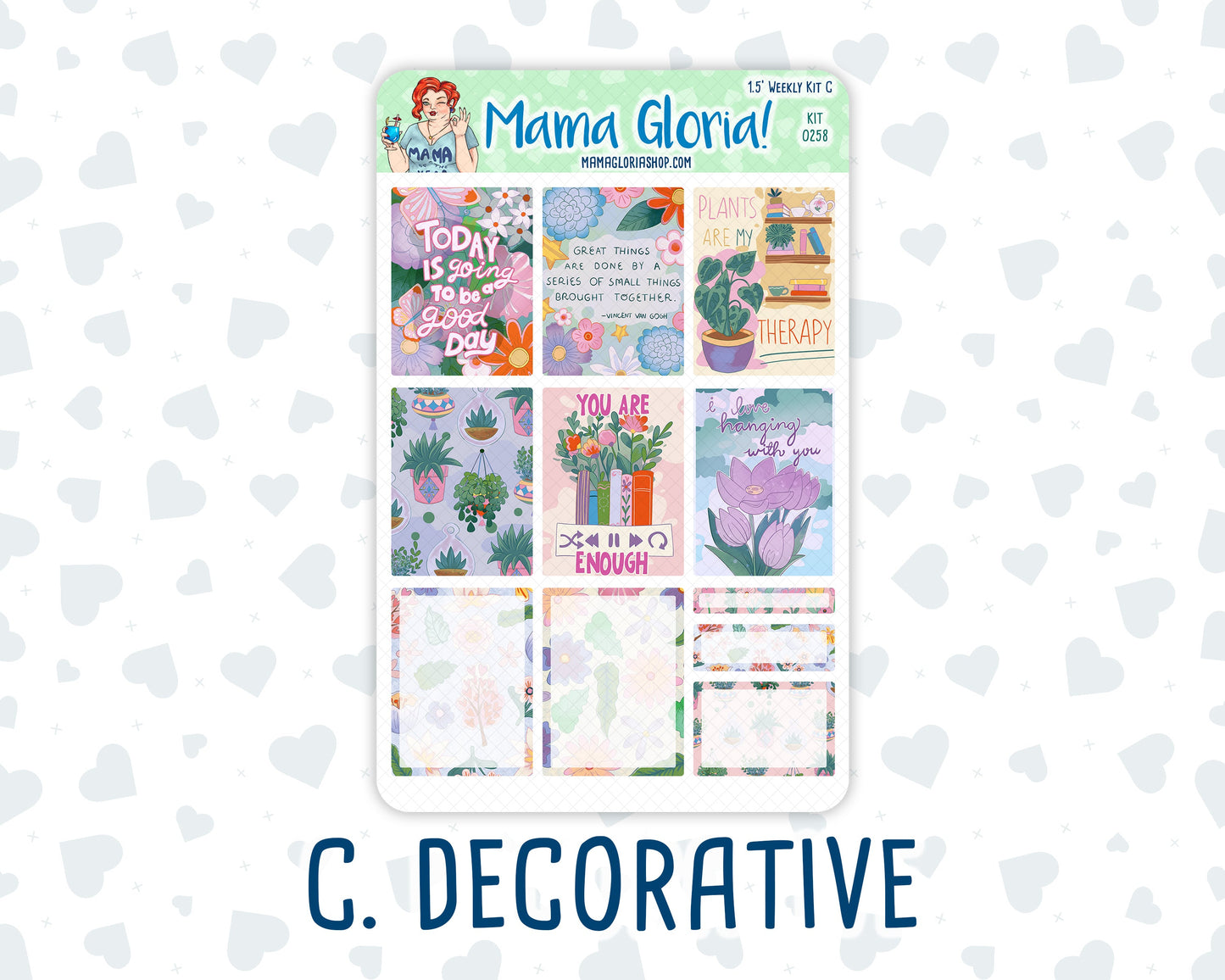 Kit 0258 - 1.5" Wide Column - Weekly Kit - March - Plant Therapy  - For Vertical & Hourly Planners