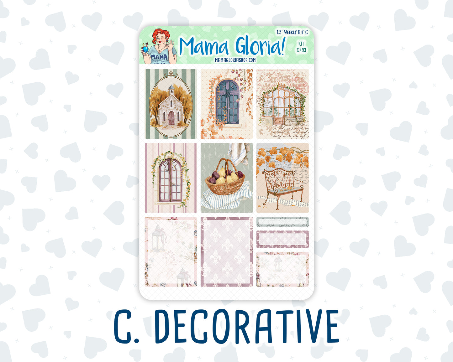 Kit 0293 - 1.5" Wide Column - Weekly Kit - September - Fleur de Provence  - For Vertical & Hourly Planners