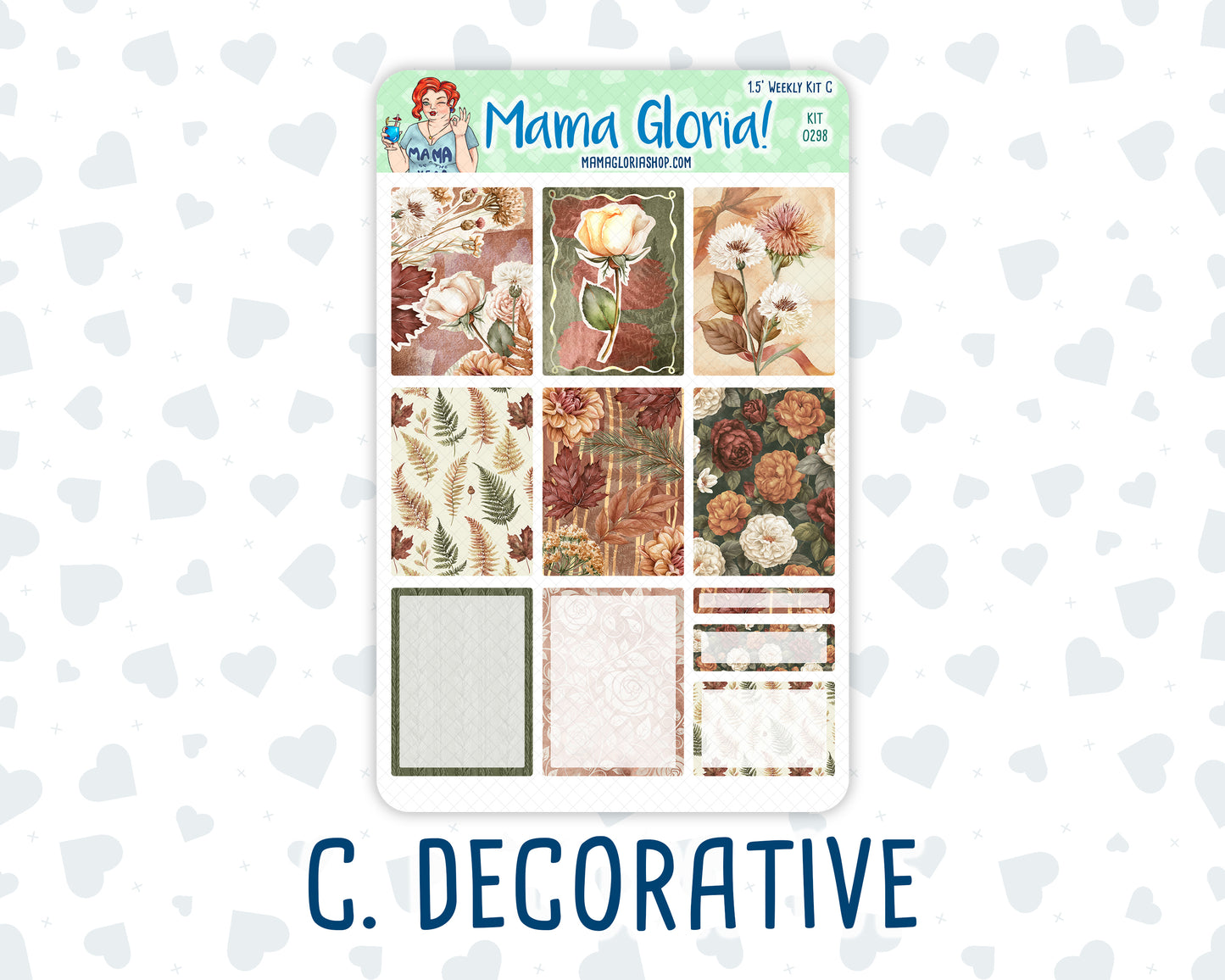 Kit 0298 - 1.5" Wide Column - Weekly Kit - October - Velvet Bloom  - For Vertical & Hourly Planners