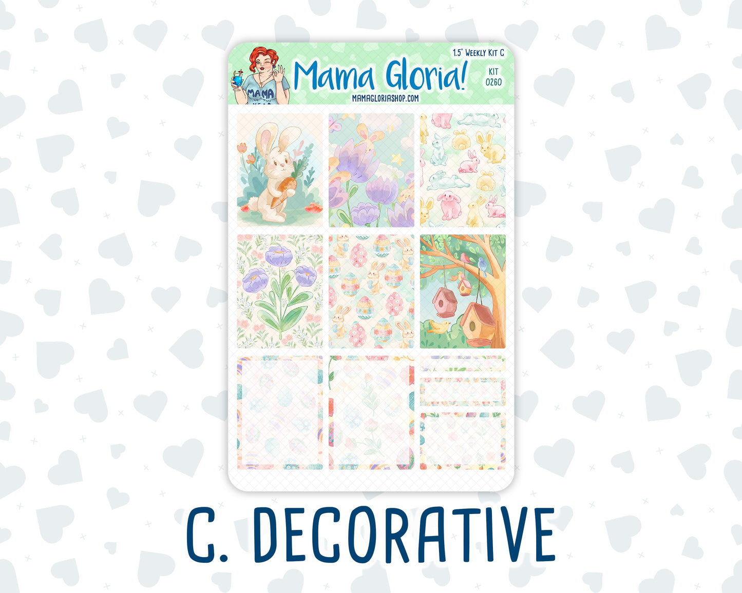 Kit 0260 - 1.5" Wide Column - Weekly Kit - April - Pastel Egg Hunt  - For Vertical & Hourly Planners