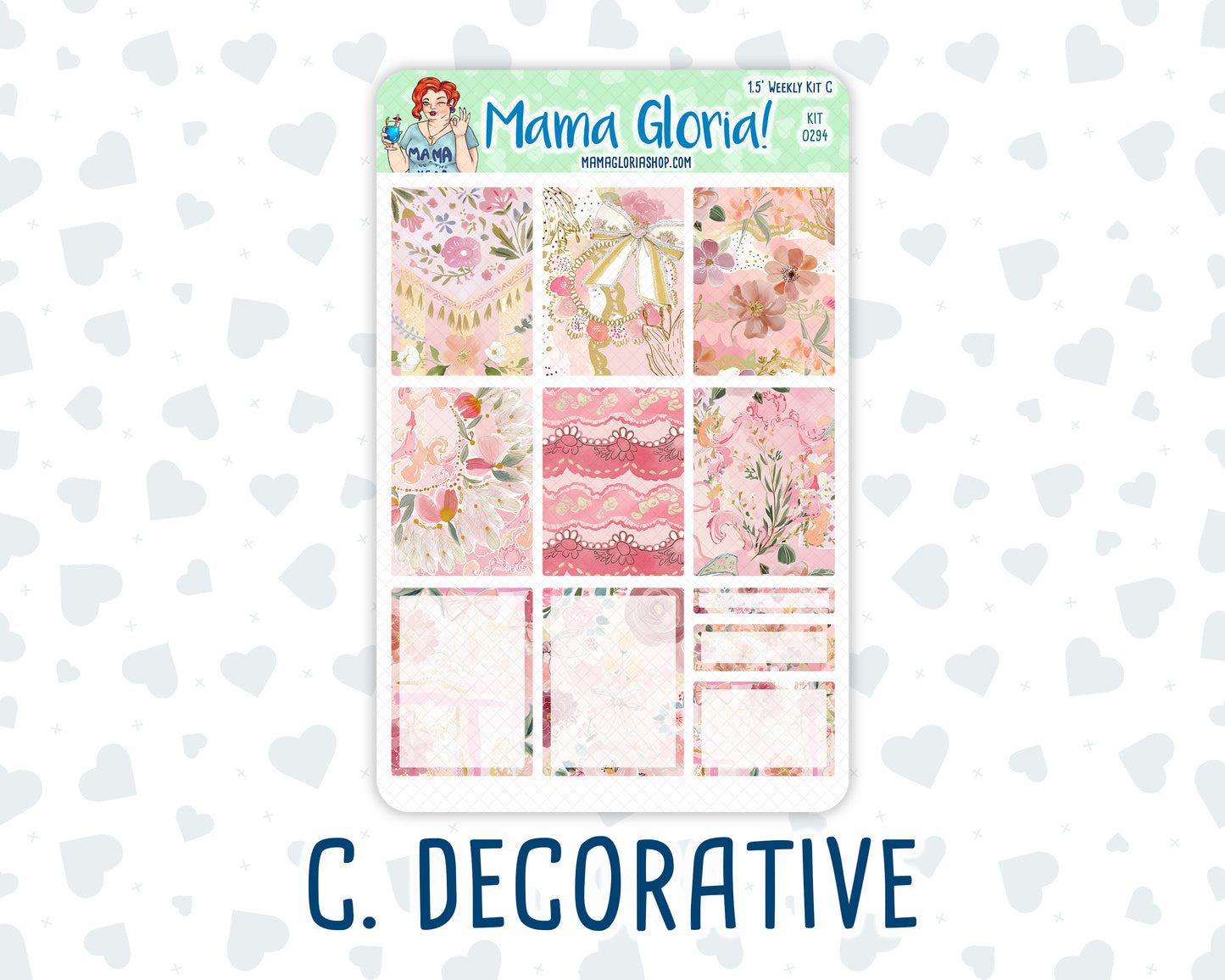 Kit 0294 - 1.5" Wide Column - Weekly Kit - September - Rosy Reveria  - For Vertical & Hourly Planners