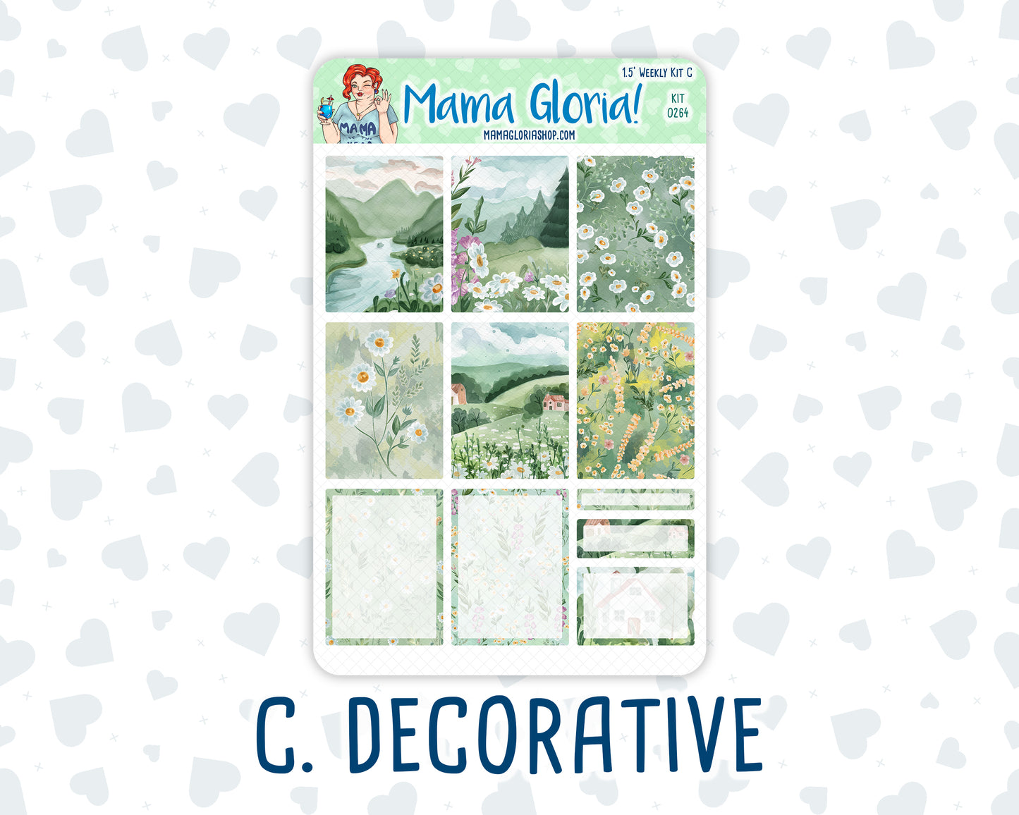 Kit 0264 - 1.5" Wide Column - Weekly Kit - May - Spring Walk  - For Vertical & Hourly Planners