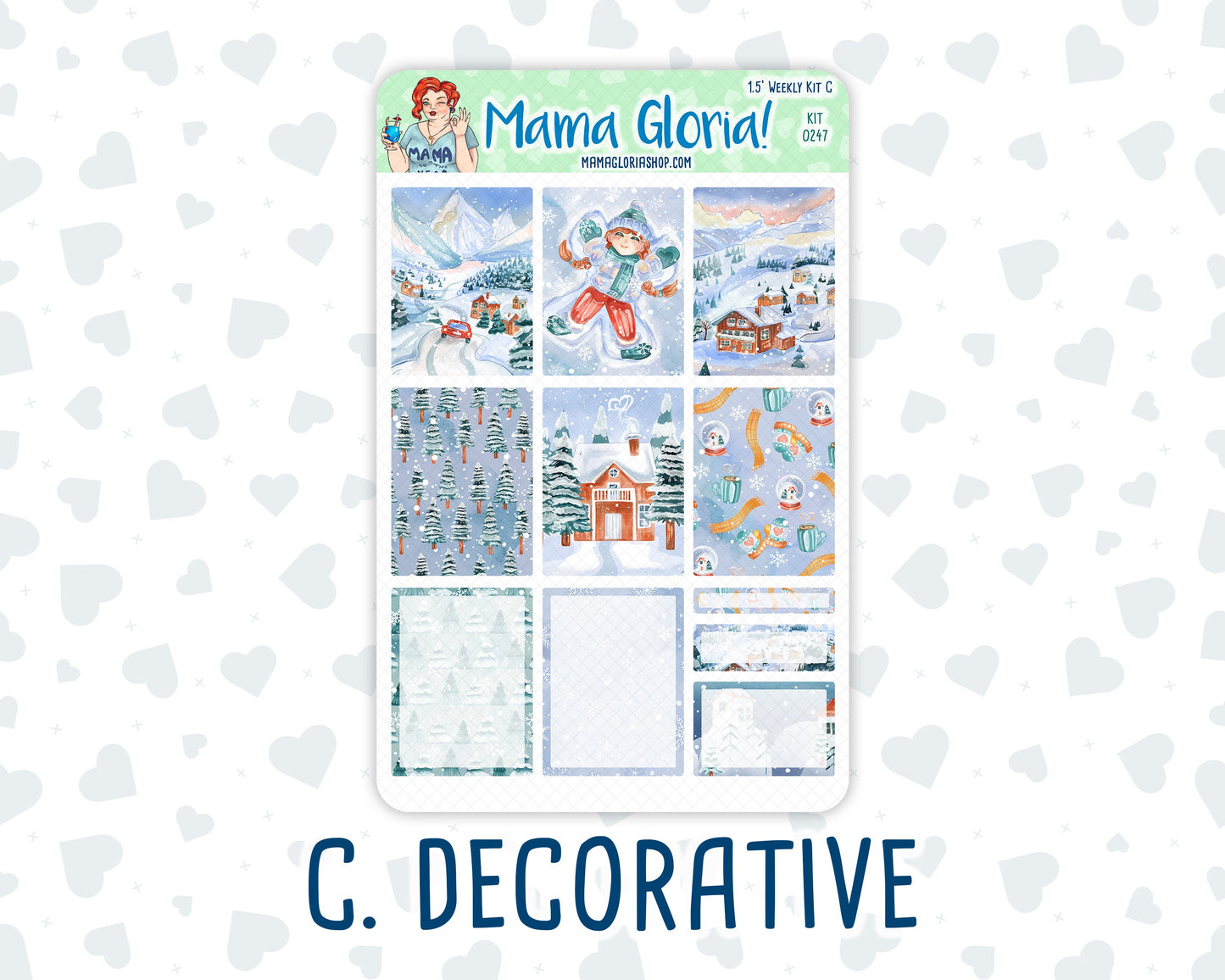 Kit 0247 - 1.5" Wide Column - Weekly Kit - December - Snow Day Adventures  - For Vertical & Hourly Planners