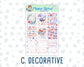 Kit 0273 - 1.5" Wide Column - Weekly Kit - July - Americana In Bloom  - For Vertical & Hourly Planners