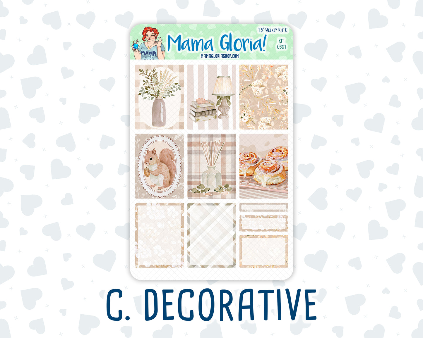 Kit 0301 - 1.5" Wide Column - Weekly Kit - November - Sunday Comfort  - For Vertical & Hourly Planners