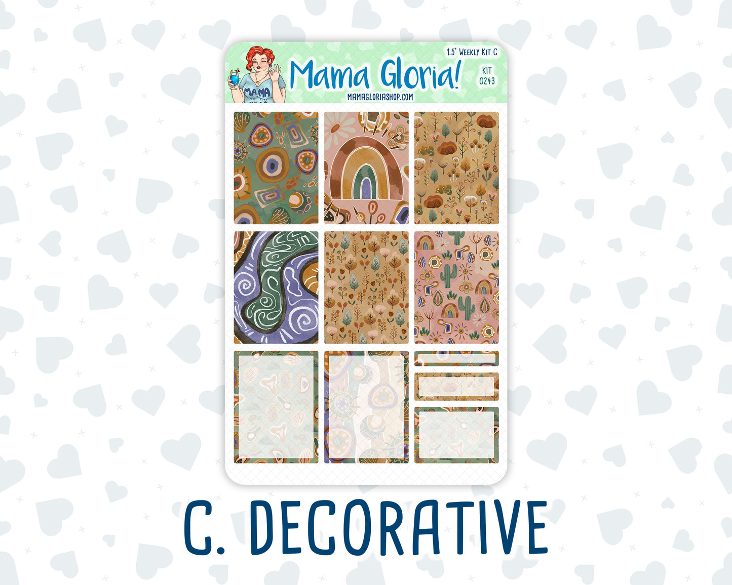 Kit 0243 - 1.5" Wide Column - Weekly Kit - November - Boho Autumn  - For Vertical & Hourly Planners