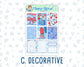 Kit 0224 - 1.5" Wide Column - Weekly Kit - July - Patriotic Parade  - For Vertical & Hourly Planners