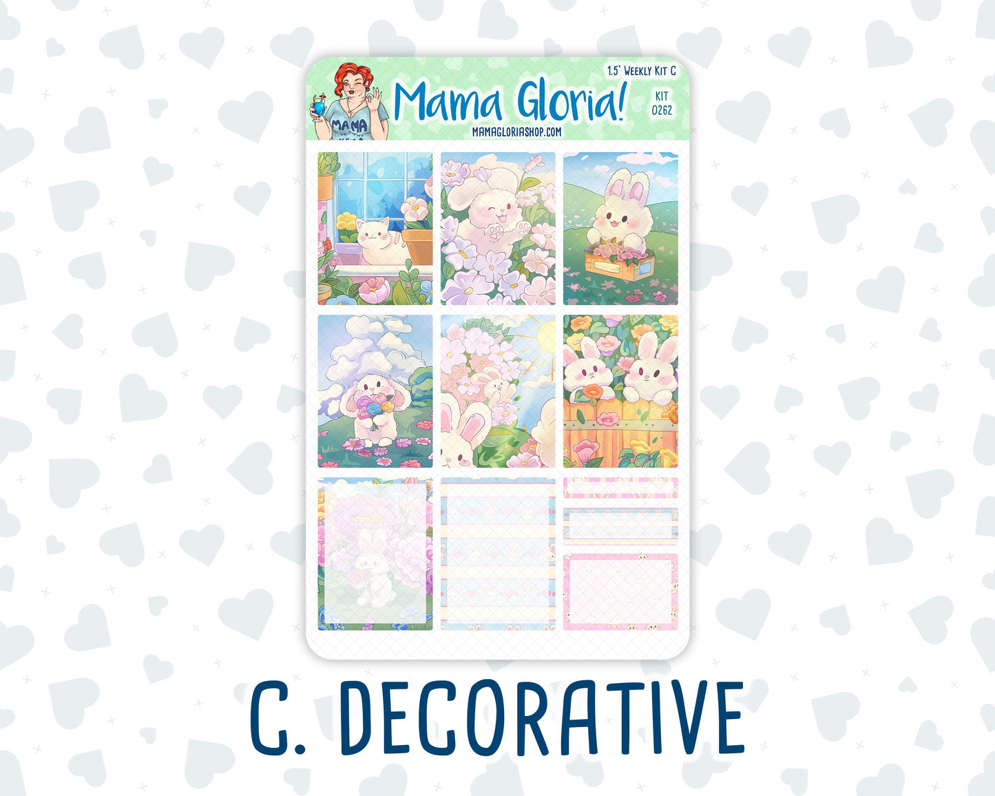 Kit 0262 - 1.5" Wide Column - Weekly Kit - April - Spring Puffs  - For Vertical & Hourly Planners