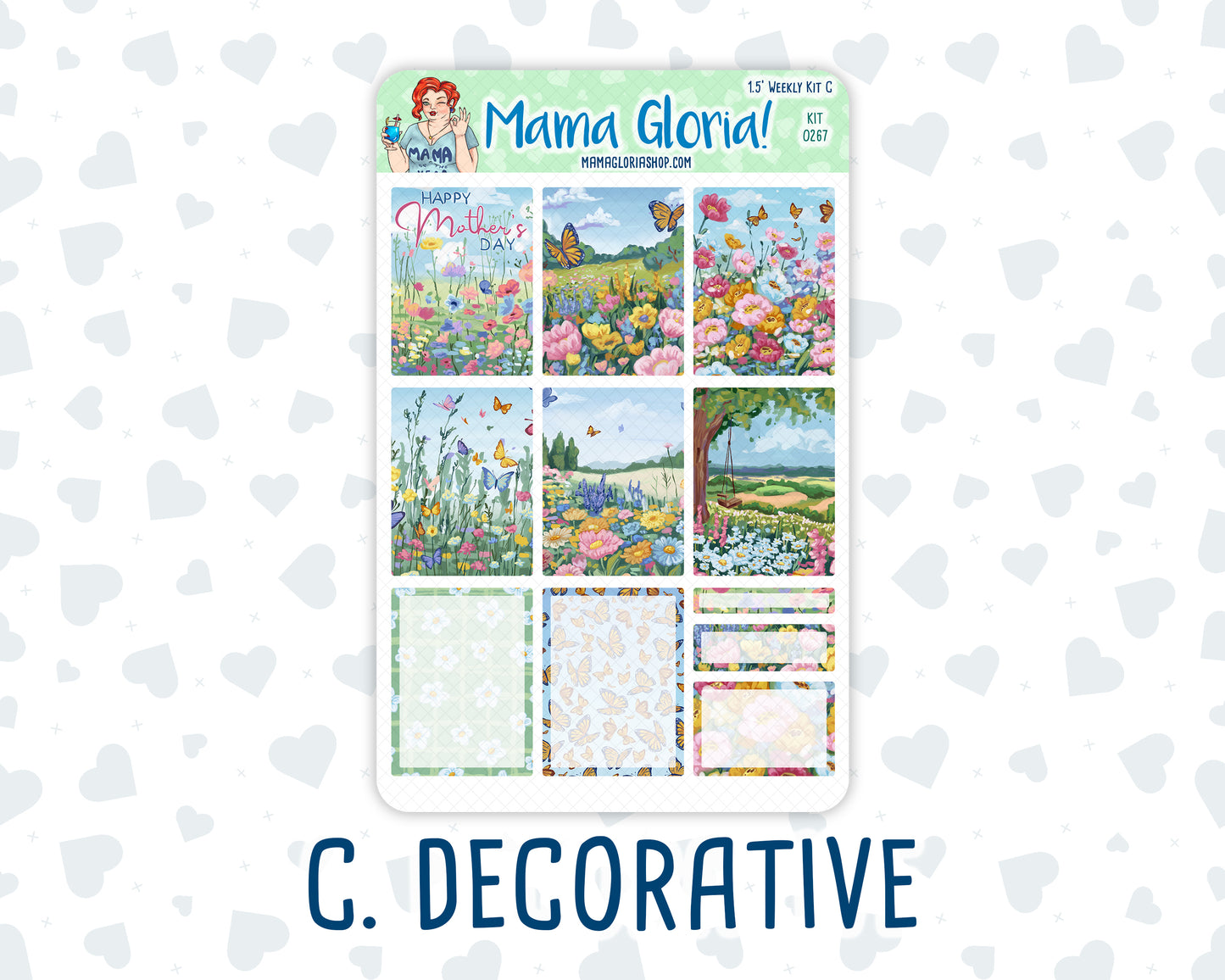 Kit 0267 - 1.5" Wide Column - Weekly Kit - May - Flowers For Mama  - For Vertical & Hourly Planners