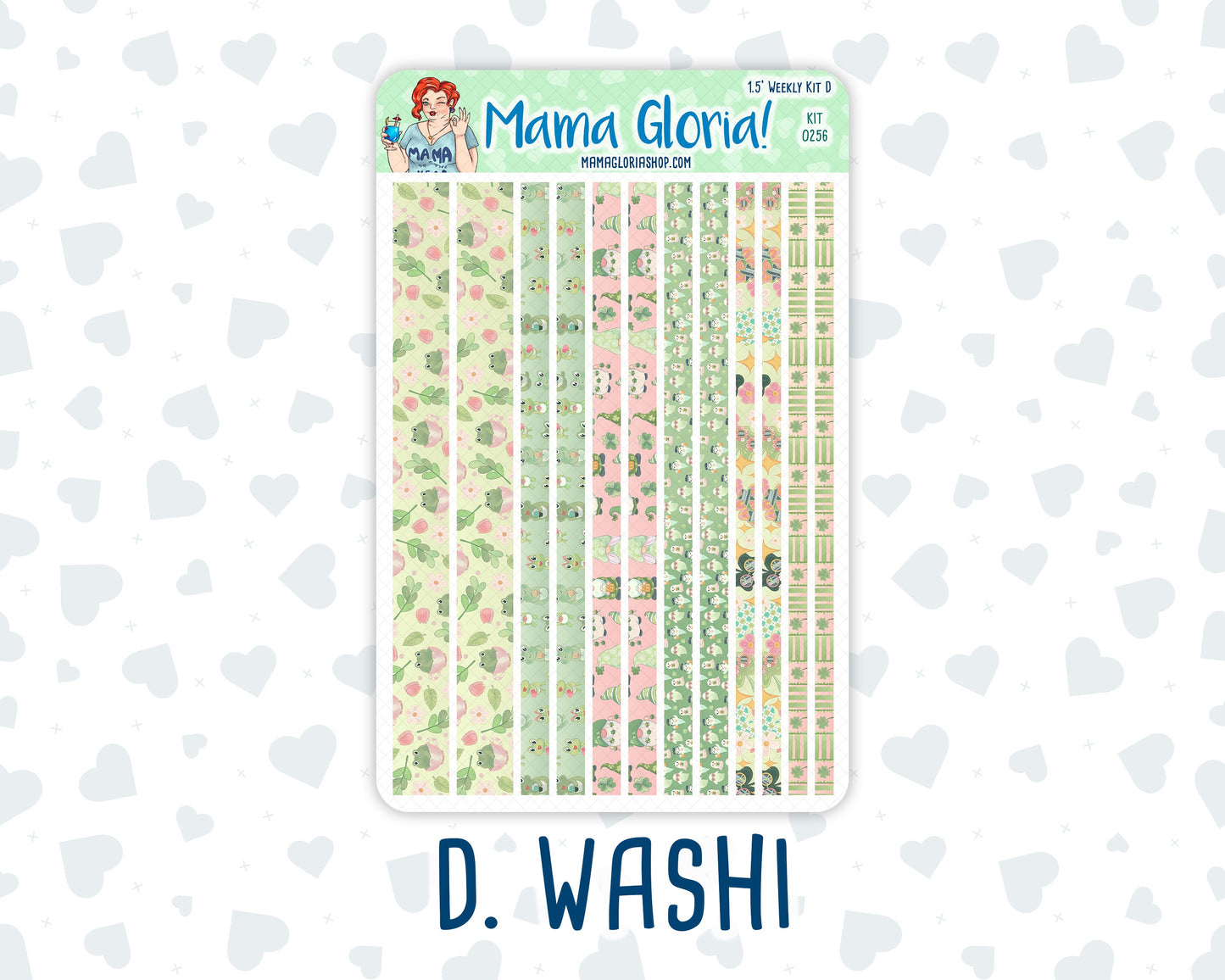 Kit 0256 - 1.5" Wide Column - Weekly Kit - March - Froggy Luck  - For Vertical & Hourly Planners