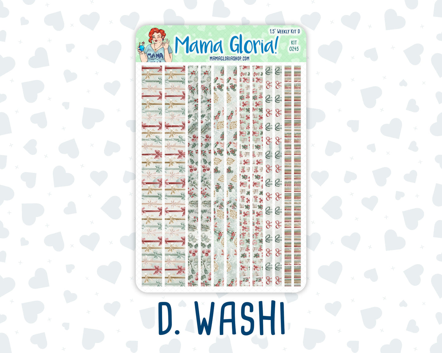 Kit 0245 - 1.5" Wide Column - Weekly Kit - December - Vintage Christmas  - For Vertical & Hourly Planners