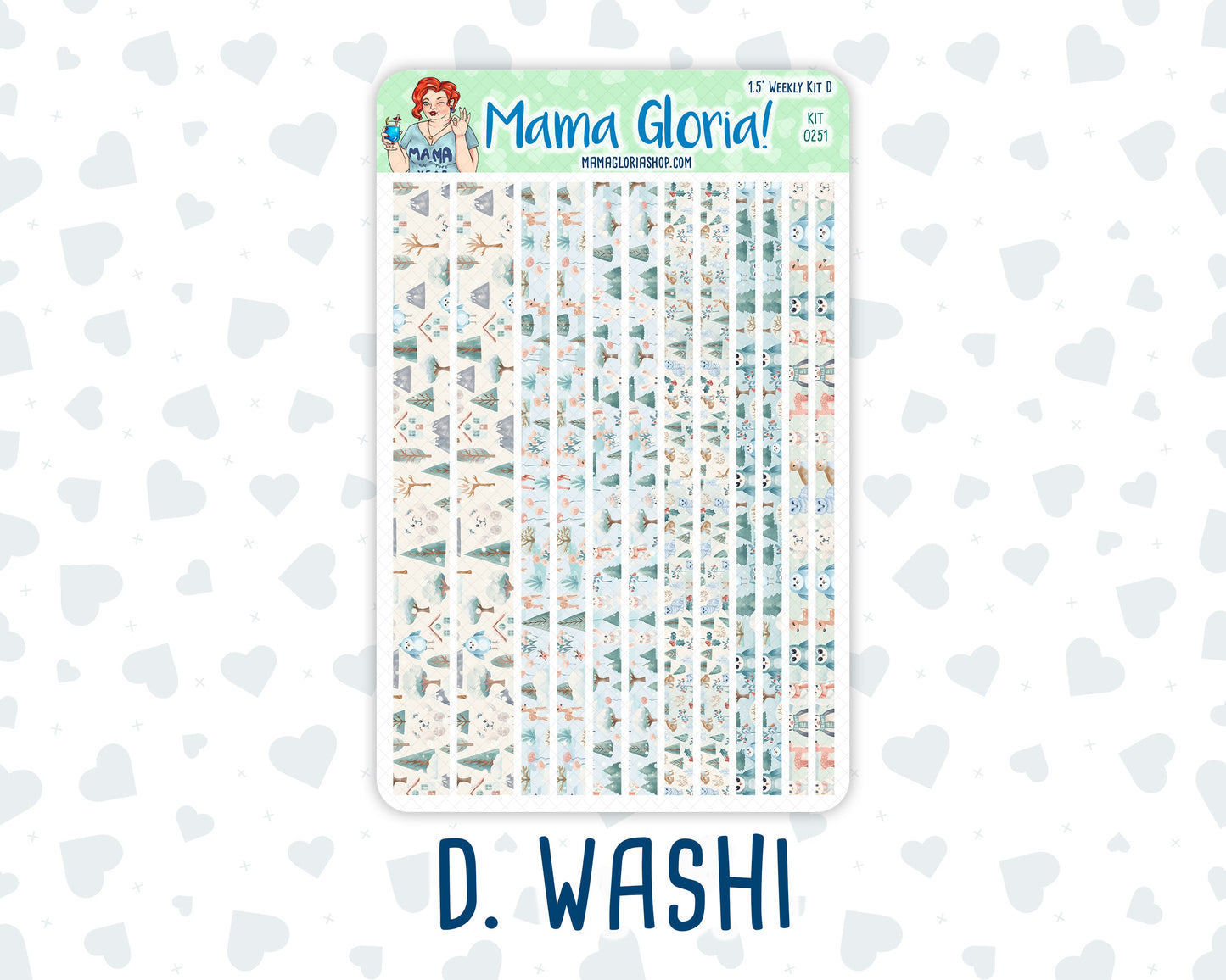 Kit 0251 - 1.5" Wide Column - Weekly Kit - January - Pine & Paws  - For Vertical & Hourly Planners