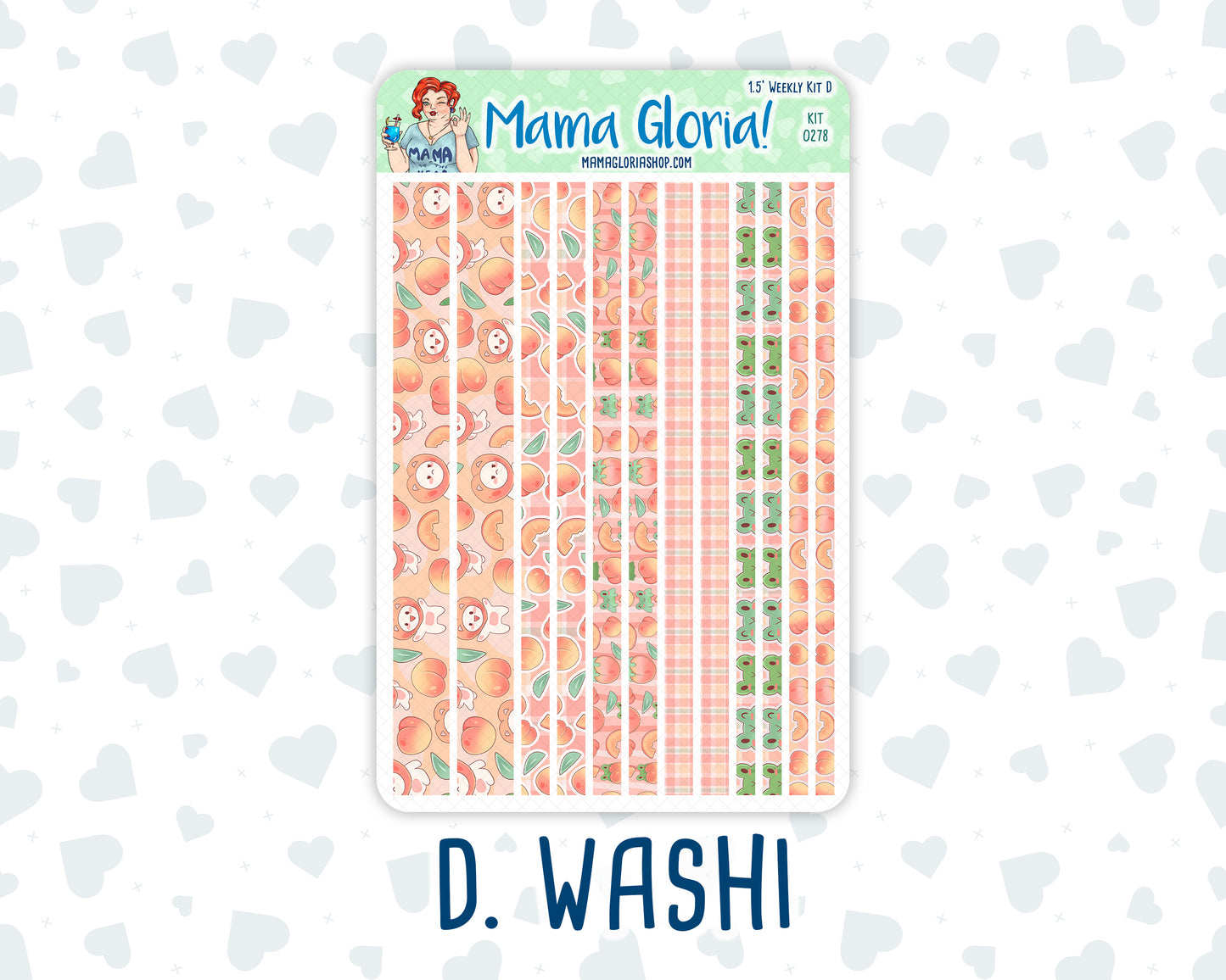 Kit 0278 - 1.5" Wide Column - Weekly Kit - August - Oops, All Peaches  - For Vertical & Hourly Planners