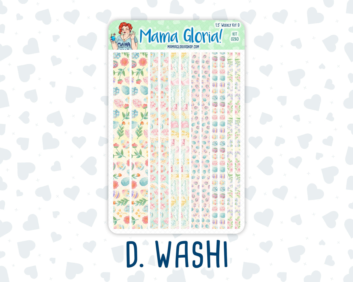 Kit 0260 - 1.5" Wide Column - Weekly Kit - April - Pastel Egg Hunt  - For Vertical & Hourly Planners