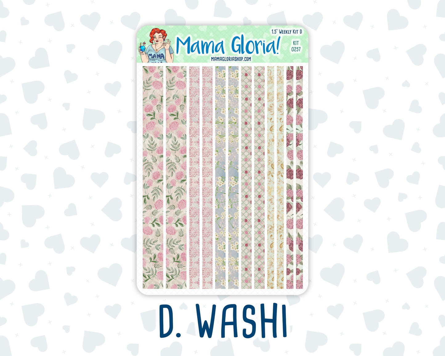 Kit 0257 - 1.5" Wide Column - Weekly Kit - March - Blush Garden  - For Vertical & Hourly Planners